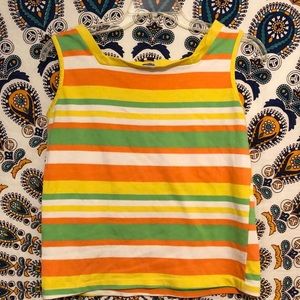 True vintage 70s orange striped tank top